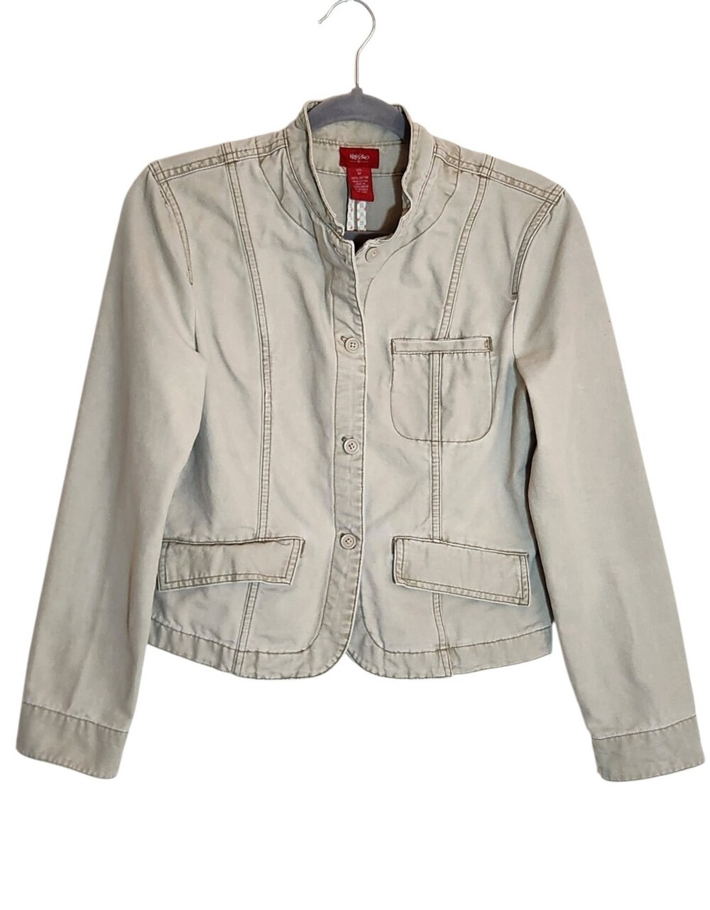 Mossimo Beige Button Up Jean Jacket Size Medium Flaw